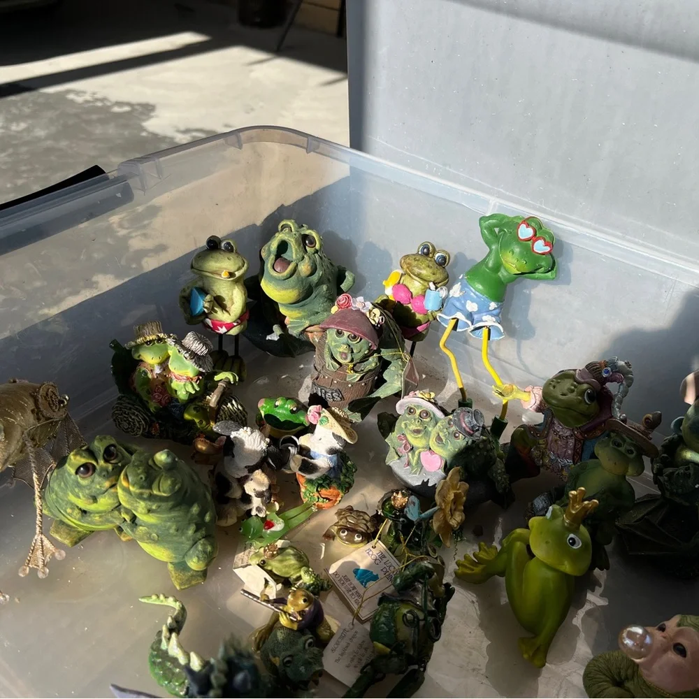 Whimsical Green and Brown Reptile Figurines